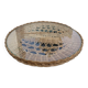 Round tray in woven wicker and glass