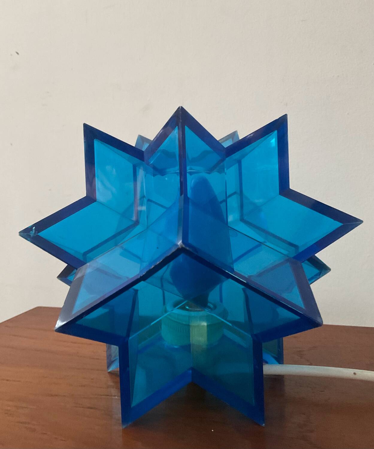 Vintage blue plexiglass star lamp