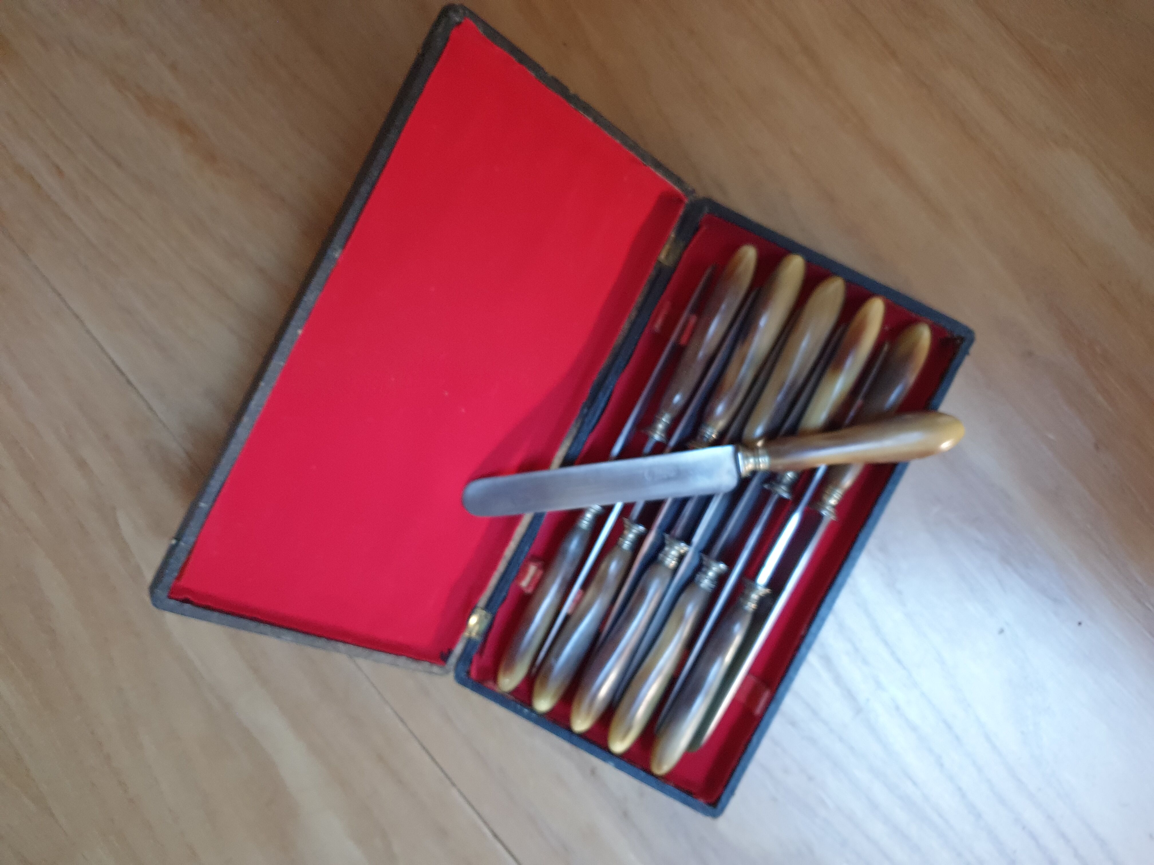 Set of 22 horn handle knives