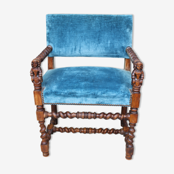 Louis XIII-style blue office chair