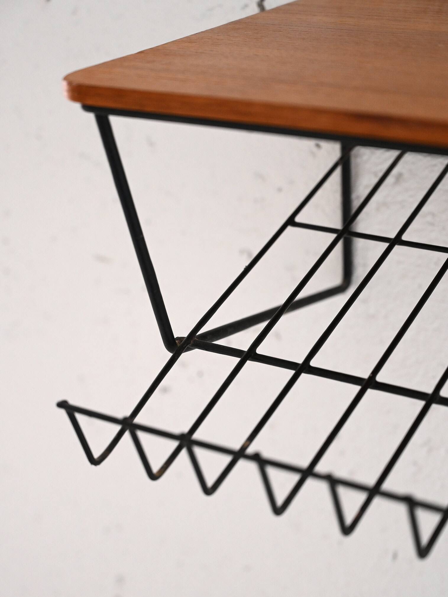 Vintage teak and metal hanging nightstand