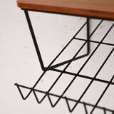 Vintage teak and metal hanging nightstand