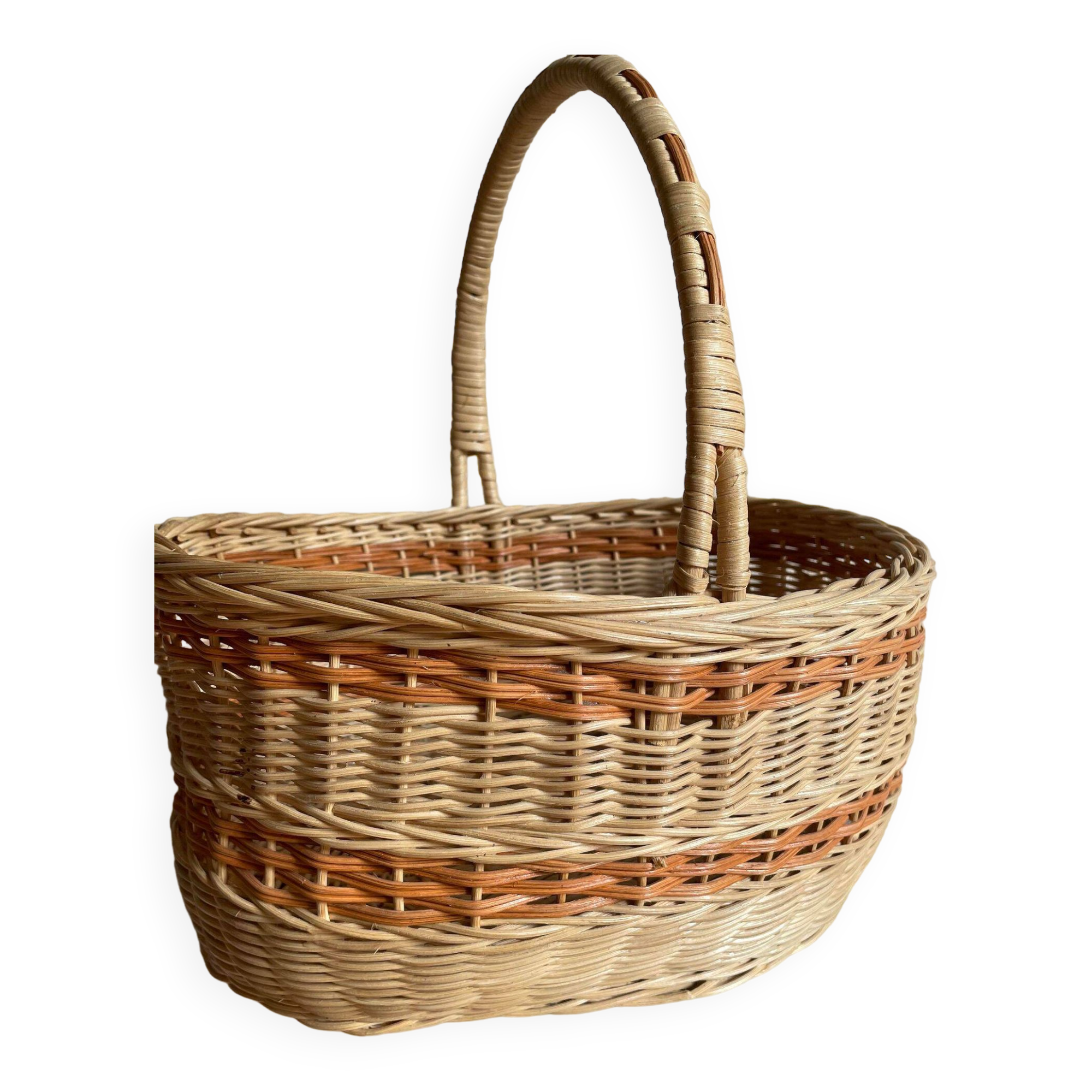 Panier osier orange beige