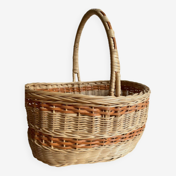 Orange beige wicker basket