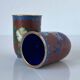 Two miniature vases in gilded copper and polychrome cloisonné enamels. Vintage Chinese work.