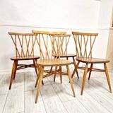 4 Ercol Candlestick Back Dining Chairs
