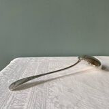 Large old ladle in silver metal, medallion baguette model