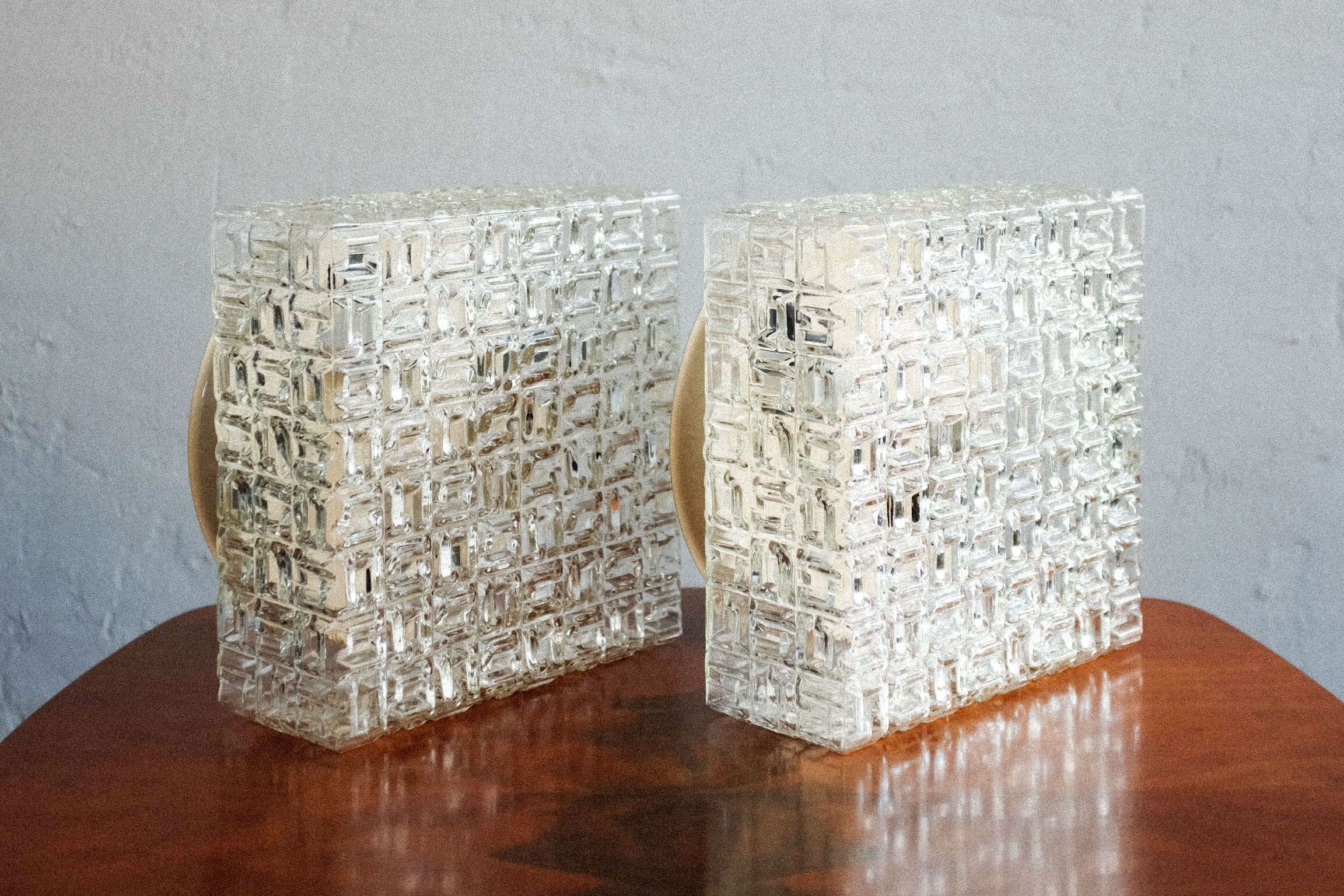 Czechoslovakian glass wall lamps by osvětlovací sklo, 1980s