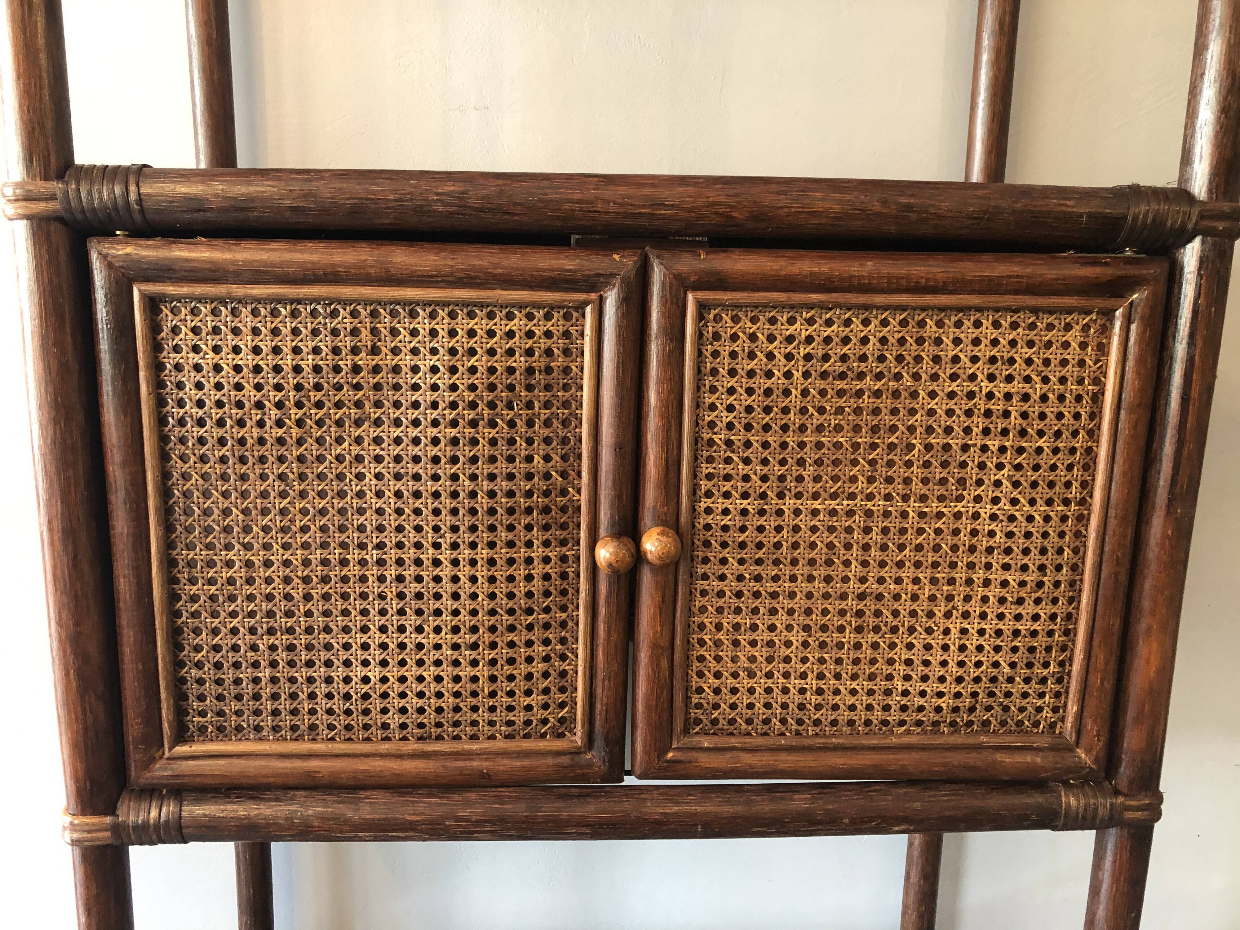 Bamboo and rattan bookcase 70s-80s