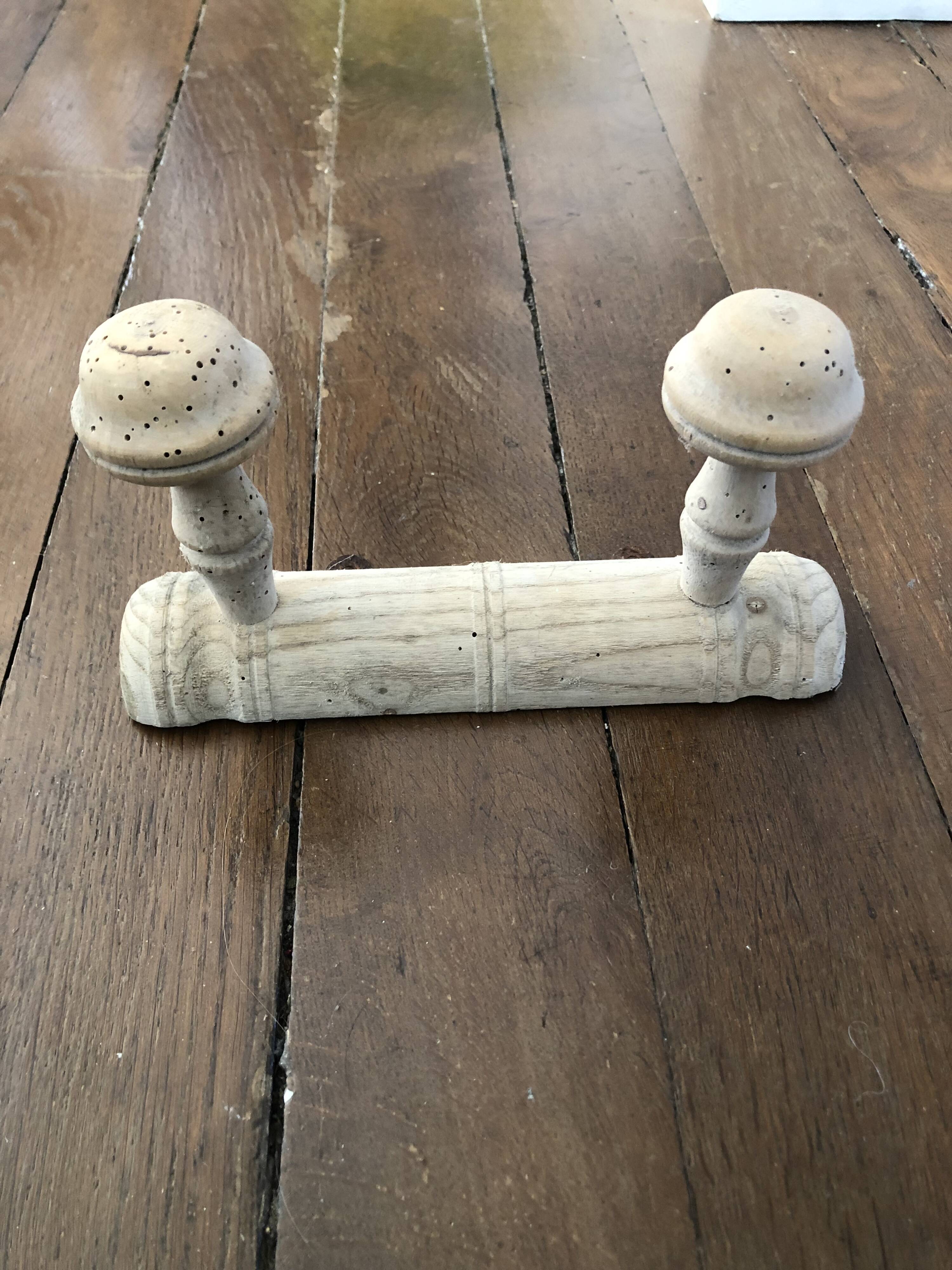 Wall-mounted coat rack, bare wood