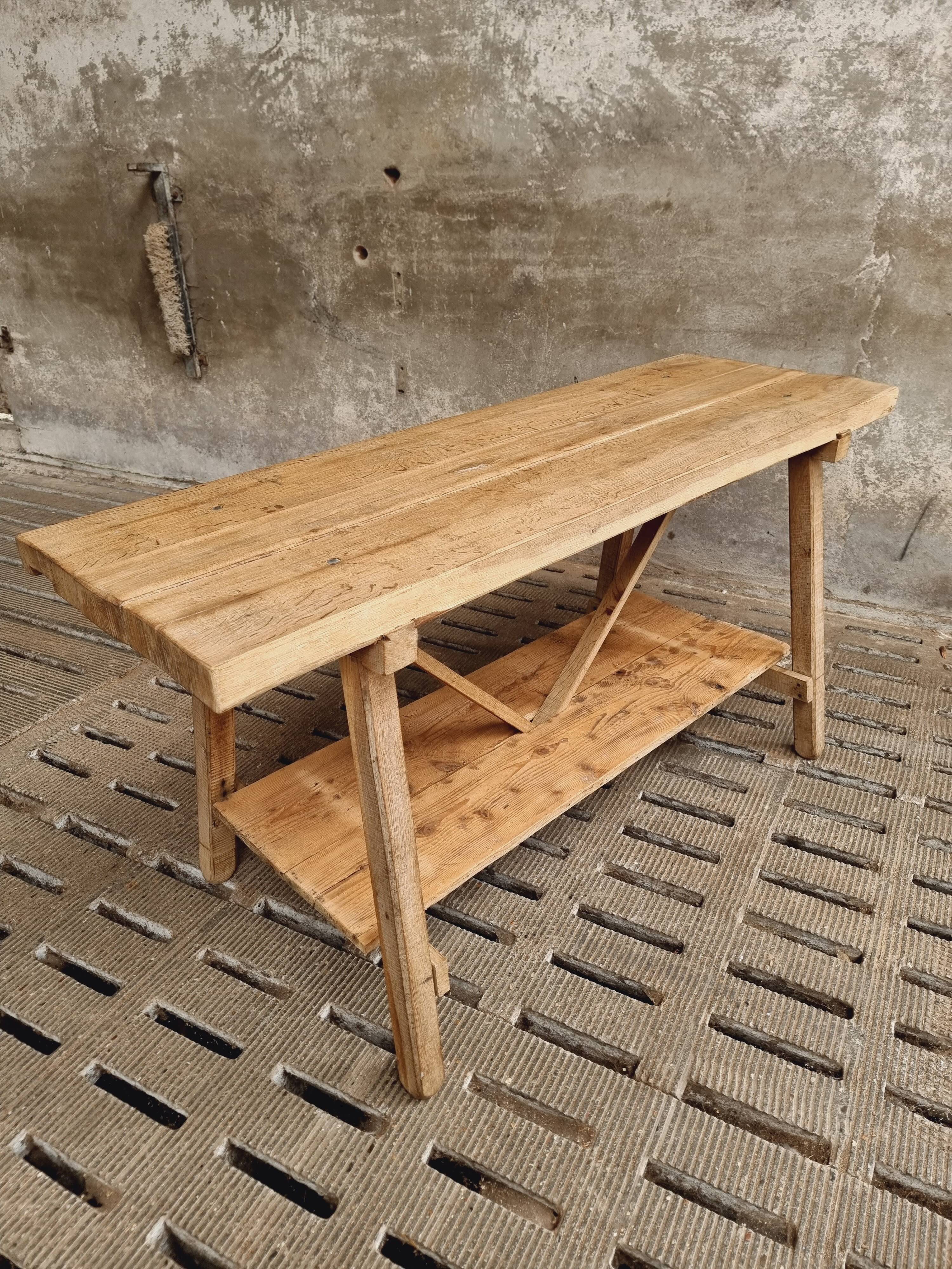 Old work table kitchen island bar table oak