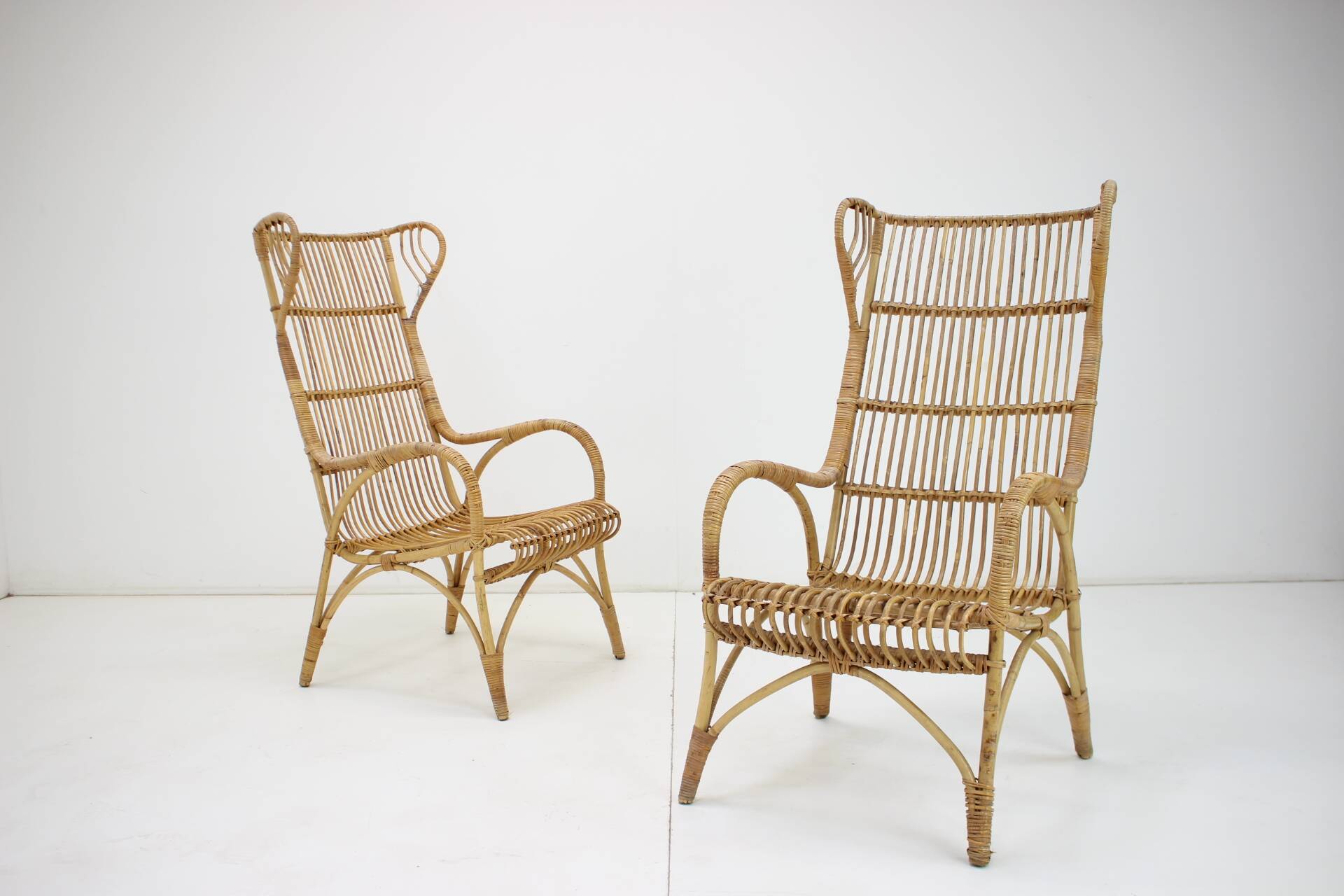 Midcentury rattan armchairs, 1960s
