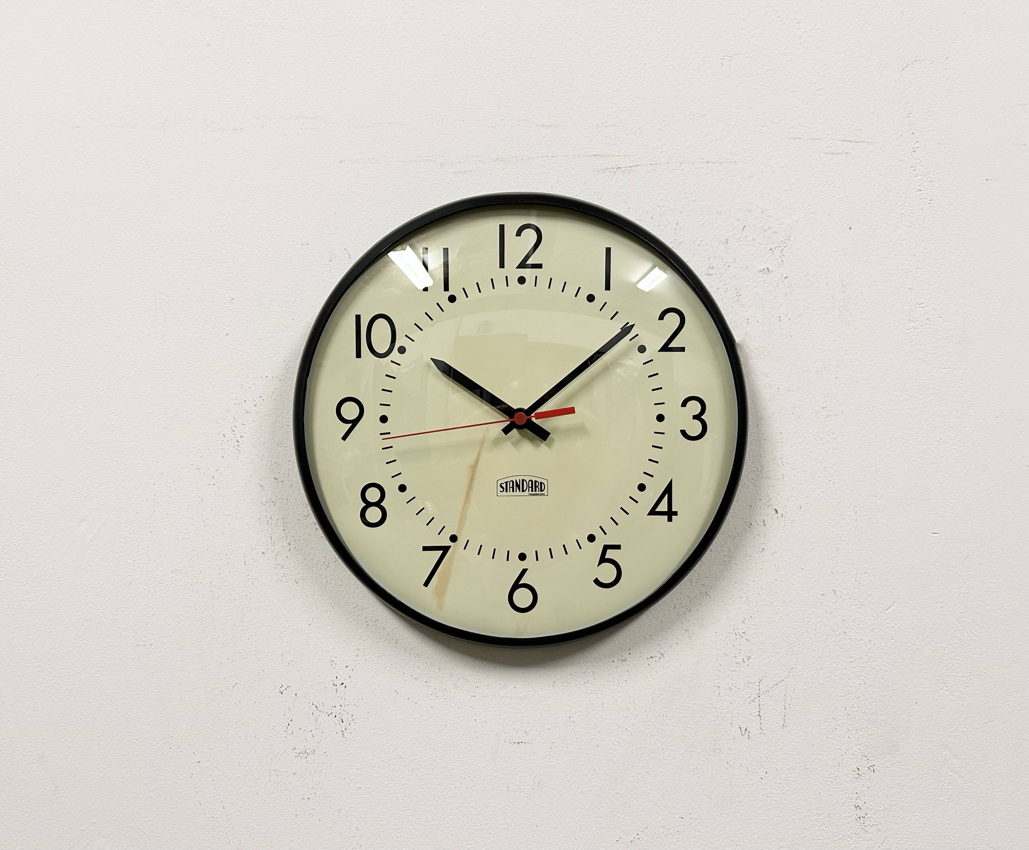 Vintage school wall clock from standard electric, 1980s