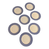7 assiettes à dessert Vichy bleu
