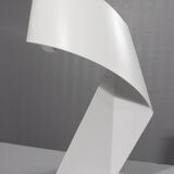 Vintage lamp "Ribbon" folded metal lacquered white design by Claire Norcross & Habi