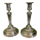 Pair of silvered bronze candlesticks from the 19th century in Louis XVI style signed Voisenet.