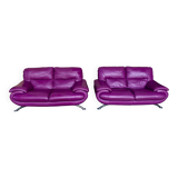 Pair of 80s leather sofas