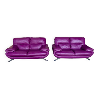 Pair of 80s leather sofas