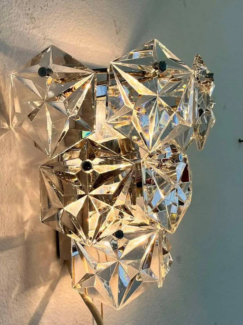 Midcentury Crystal Wall Lamp Kinkeldey, Germany, 1970s