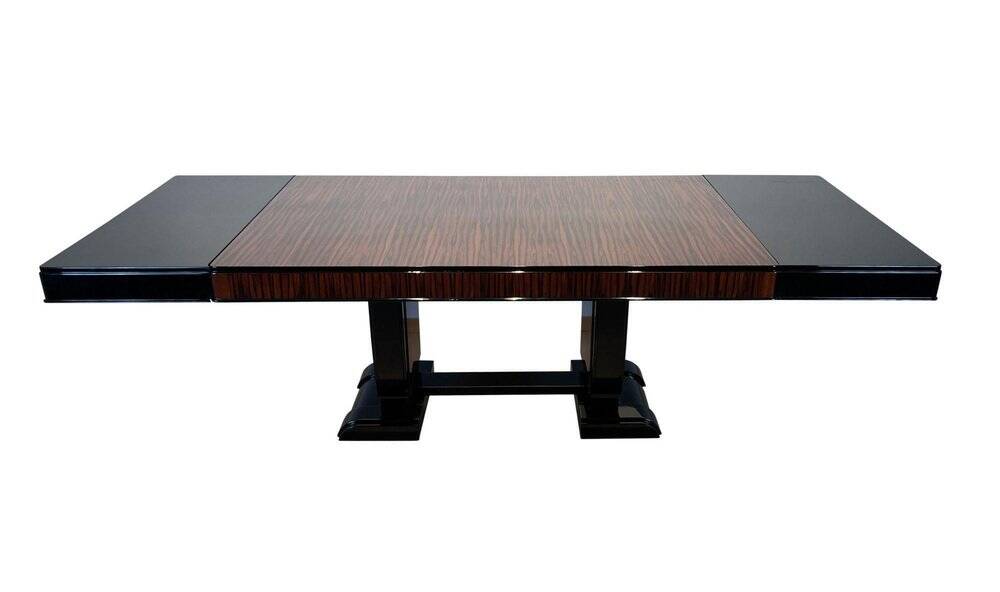 French Art Deco Expandable Dining Room Set, 1930, Set of 9