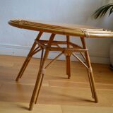 Vintage round rattan coffee table