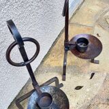 Vintage brutalist steel candle holder