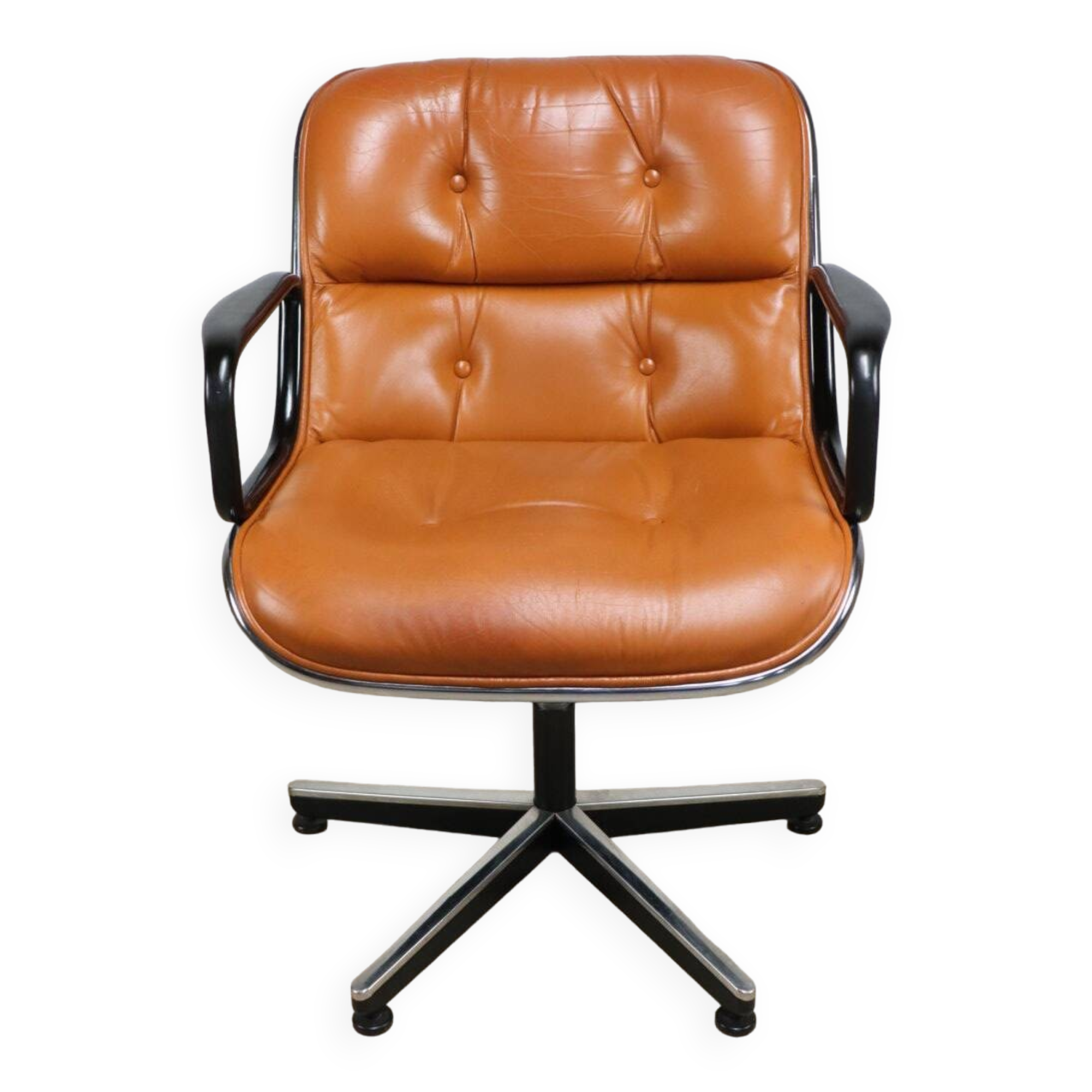 Charles Pollock leather office chair, Knoll edition, 1970