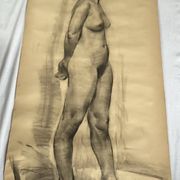 Large drawing of a nude woman signed around the 1940s dimension: height -150cm- width -80cm-