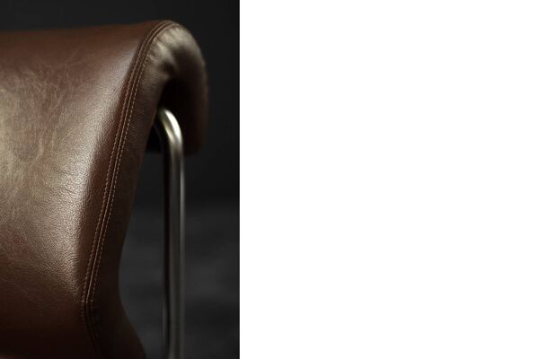 Mid-century modern German vintage canapé lounge, 2-seater, brown steel frame.