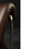 Mid-century modern German vintage canapé lounge, 2-seater, brown steel frame.