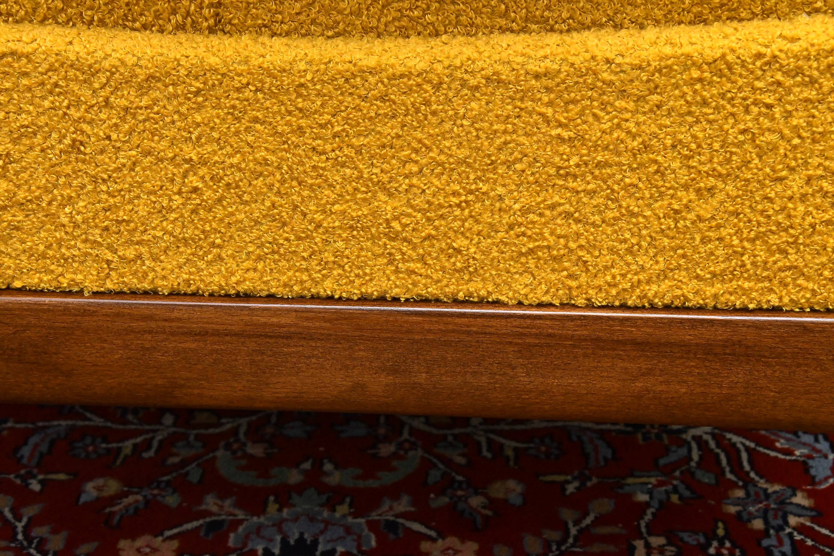 Scandinavian-style yellow boucle sofa with folding function, 1960s
