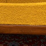 Scandinavian-style yellow boucle sofa with folding function, 1960s