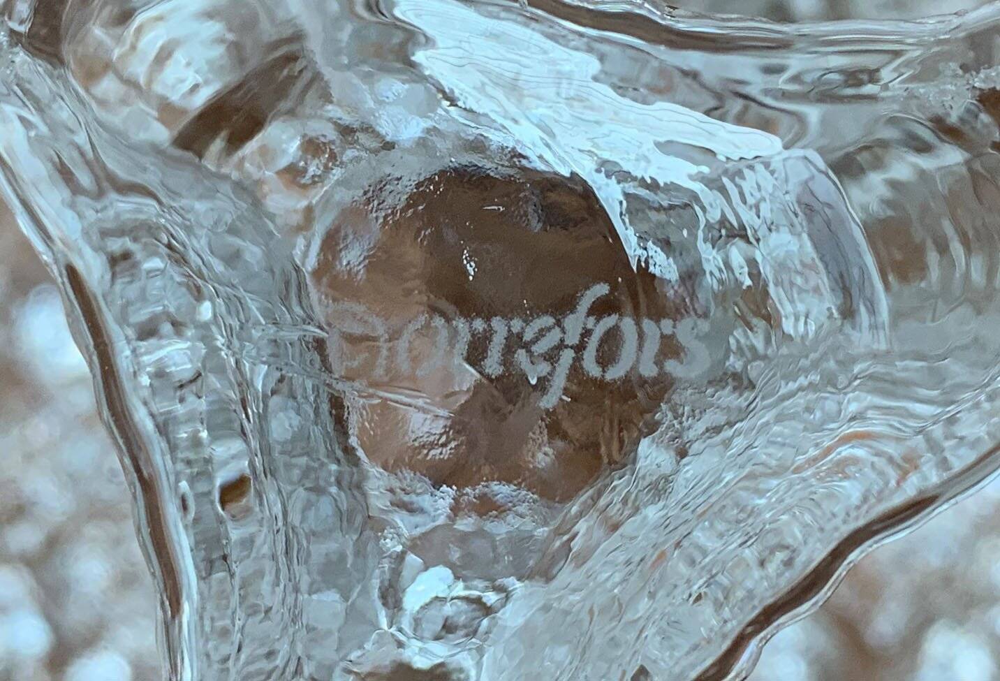 Olympics glass candle holder by Lars Hellsten for Orrefors, Sweden, 1984