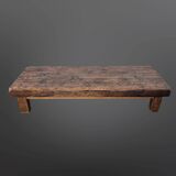 Table basse brutaliste en chêne, France années 1950