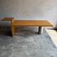 Geometric Brutalist Dining Table — Natural Wood Top with Metal Support, 1980s Architectural Design
