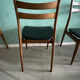 Set of six vintage scandinavian chairs. black faux leather seat, eros edition from around 1960.