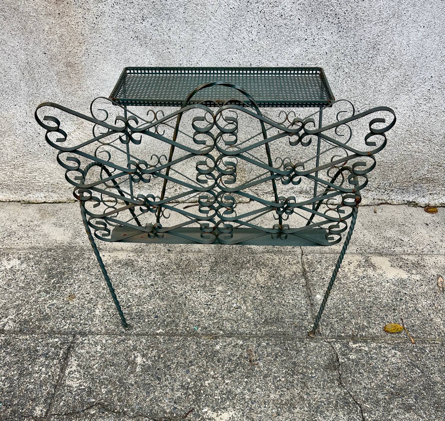Vintage wrought iron magazine rack, Matego.