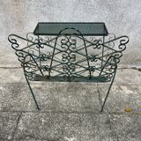 Vintage wrought iron magazine rack, Matego.