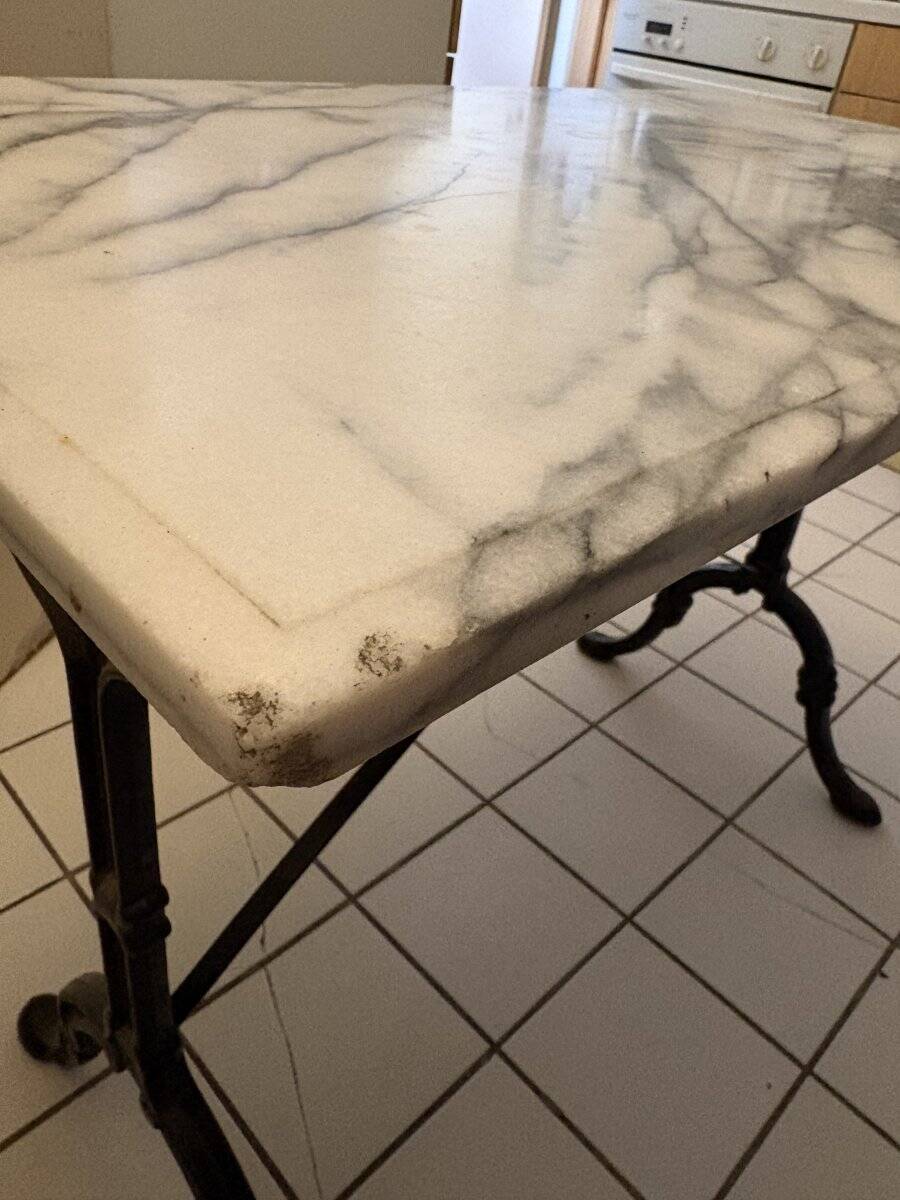 Table de bistrot marbre & fer forgé