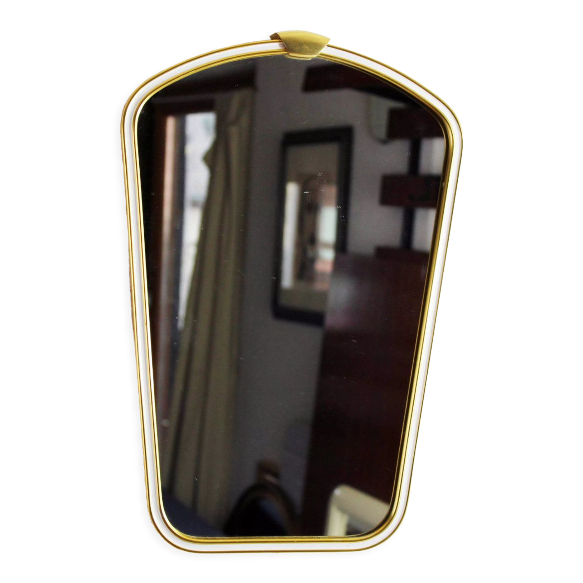 Freeform brass mirror, 42x28 cm