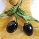 A vintage yellow ceramic aperitif server from Vallauris, 1970s, for black olives.