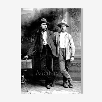 Photographie "Arthur Rimbaud et Paul Verlaine" Bruxelles, 1873   /   13 x 18 cm  /   N&B