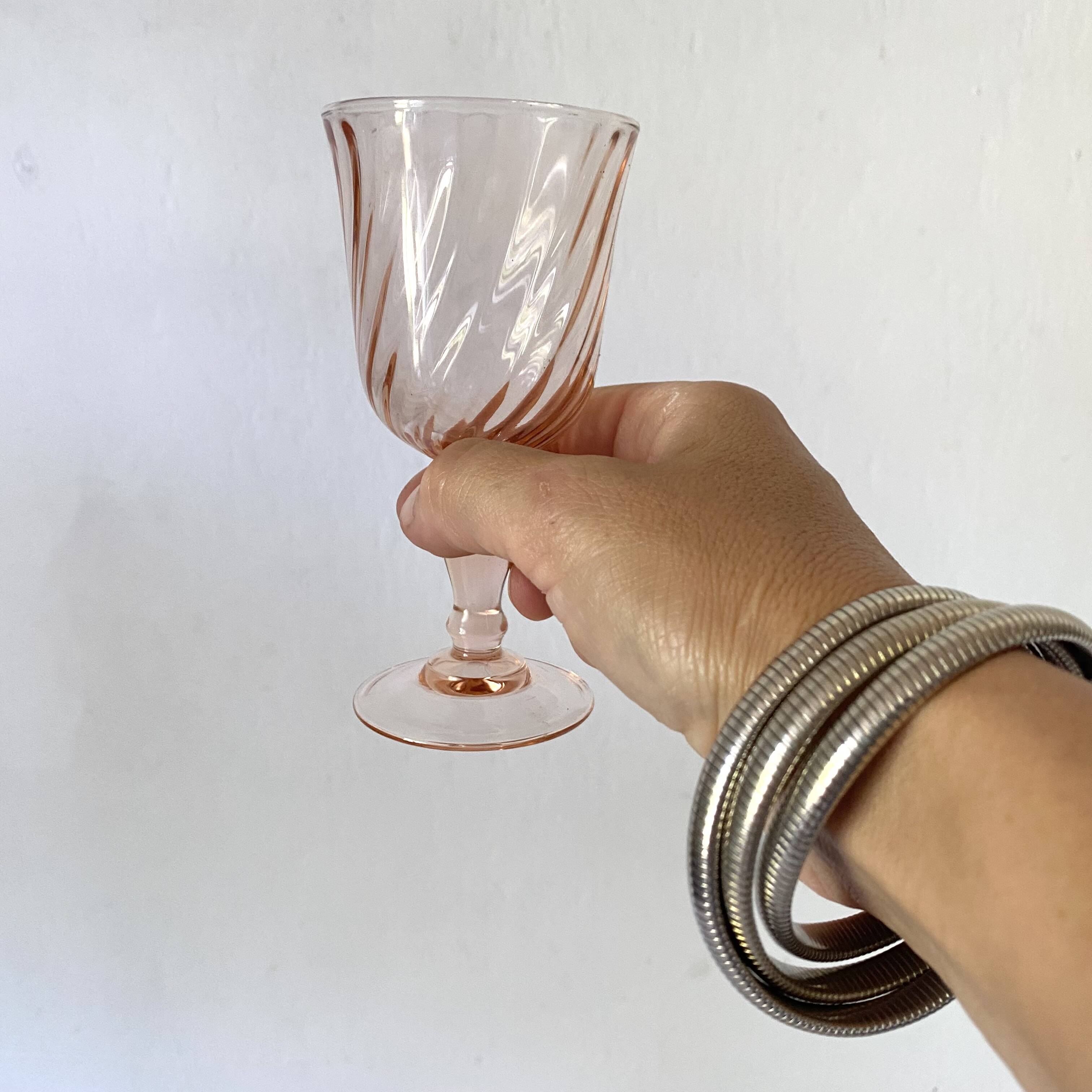 Vintage rose stemmed glasses -Rosaline Arcoroc