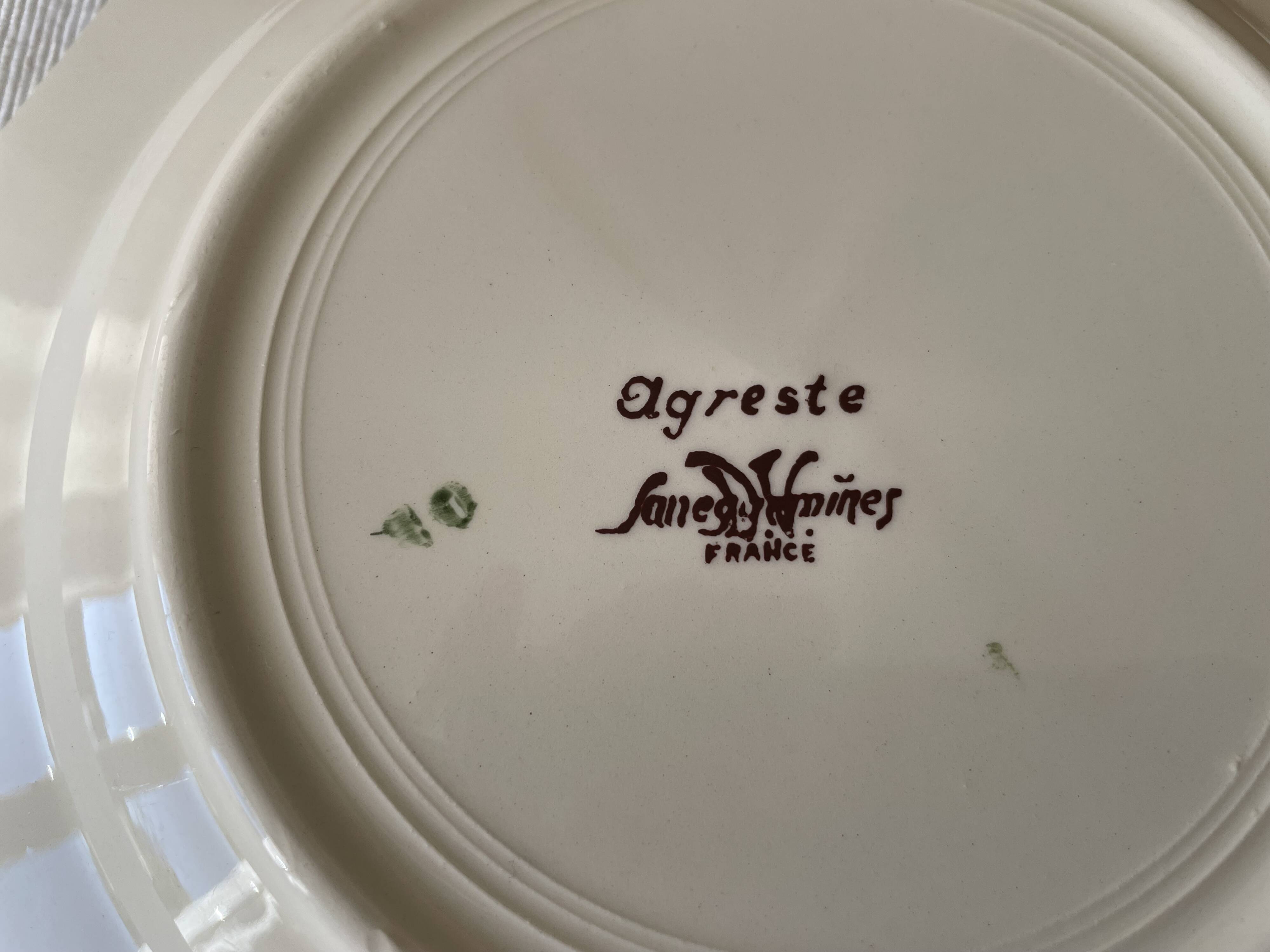 6 antique dessert plates in Sarreguemines earthenware