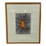 Abstract painting rulo 1966 mixed media paper frame