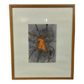 Abstract painting rulo 1966 mixed media paper frame