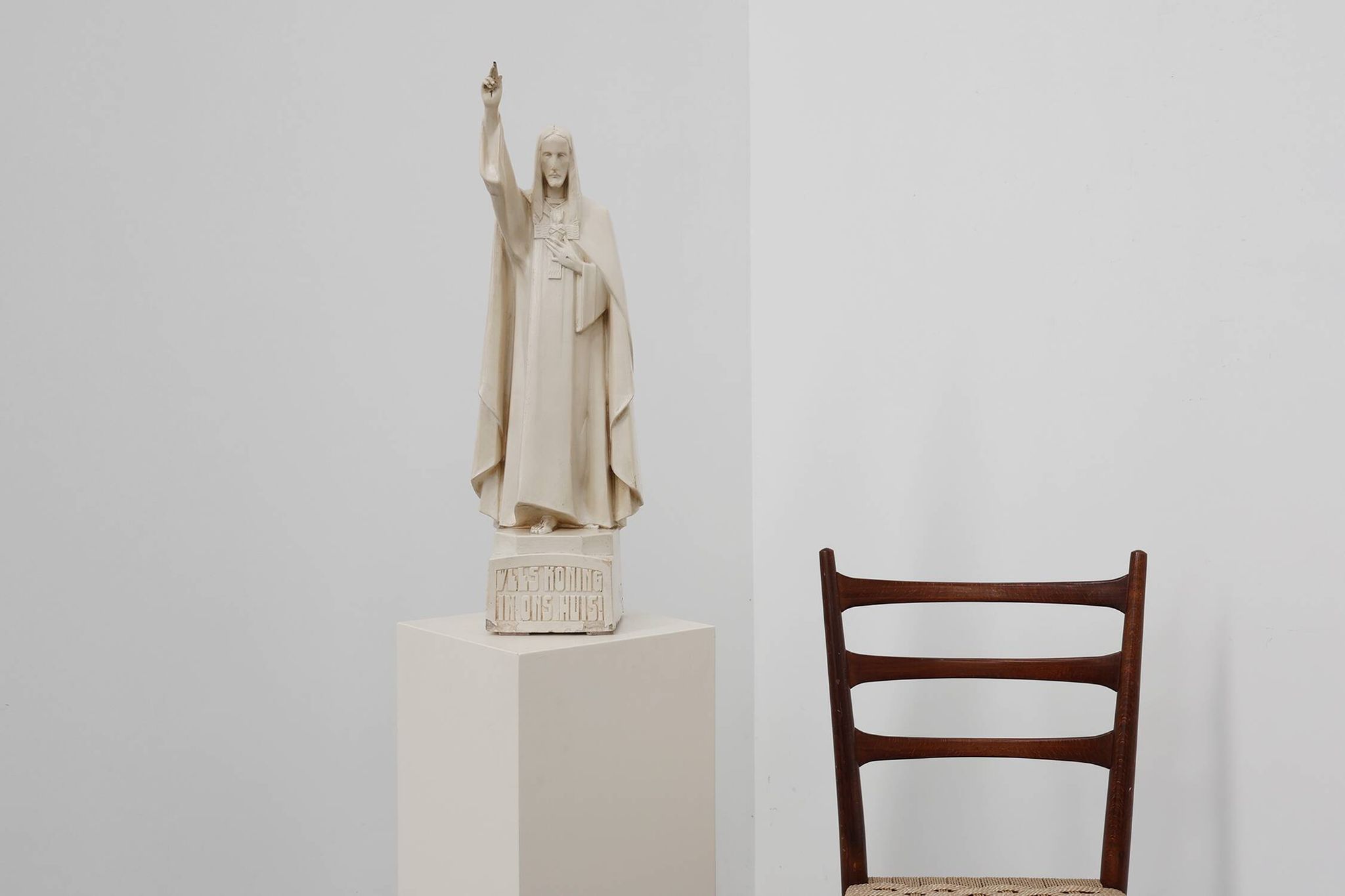 “Christ King in Our Home” Plaster Statue, Belgium, ca. 1920