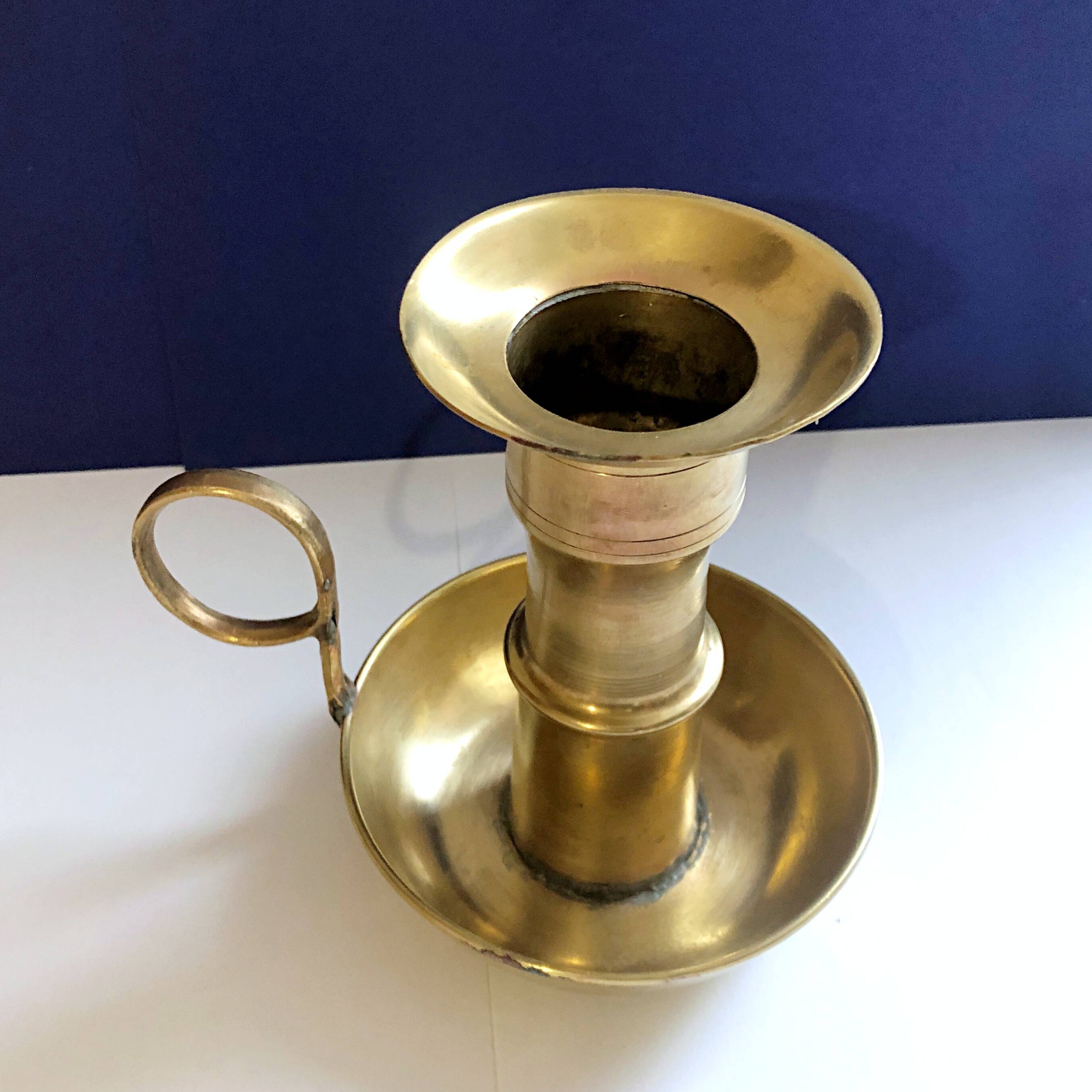 Large artisanal hand candle holder cellar rat gilded copper vintage atypical