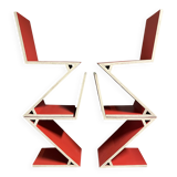 Set of 4 Zig Zag chairs, 1990's