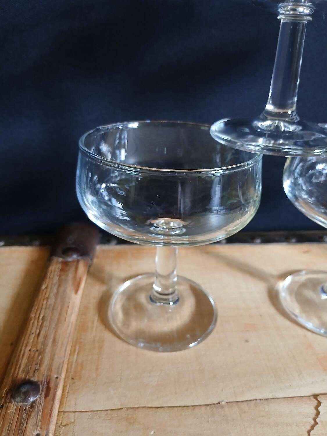 6 antique champagne glasses